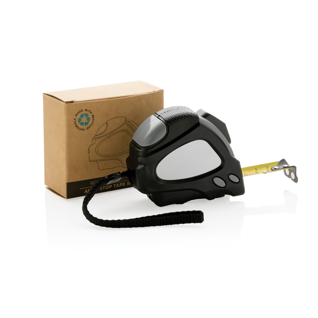Auto-Stop-Maßband 5 m aus recyceltem ABS, XD Collection, mit Tampon- und Doming-Druck