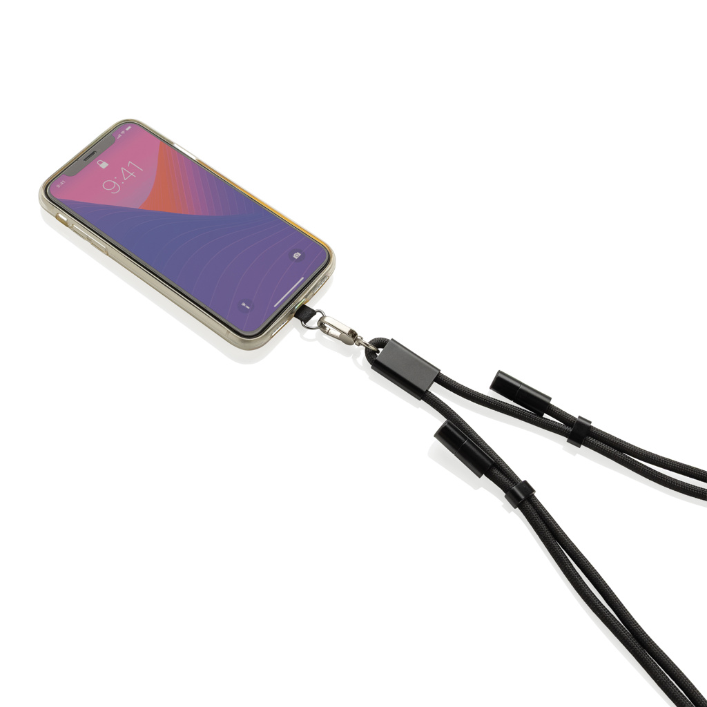 LoopAmp 160 cm USB-C-Ladekabel mit Umhängeband, 60 W, RCS rPET