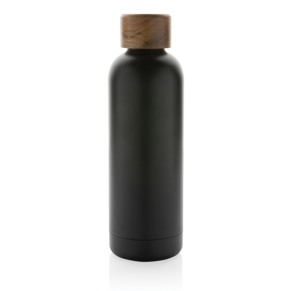 XD Collection Wood Vakuumflasche 500 ml aus RCS-recyceltem Edelstahl mit Akazienholzdeckel