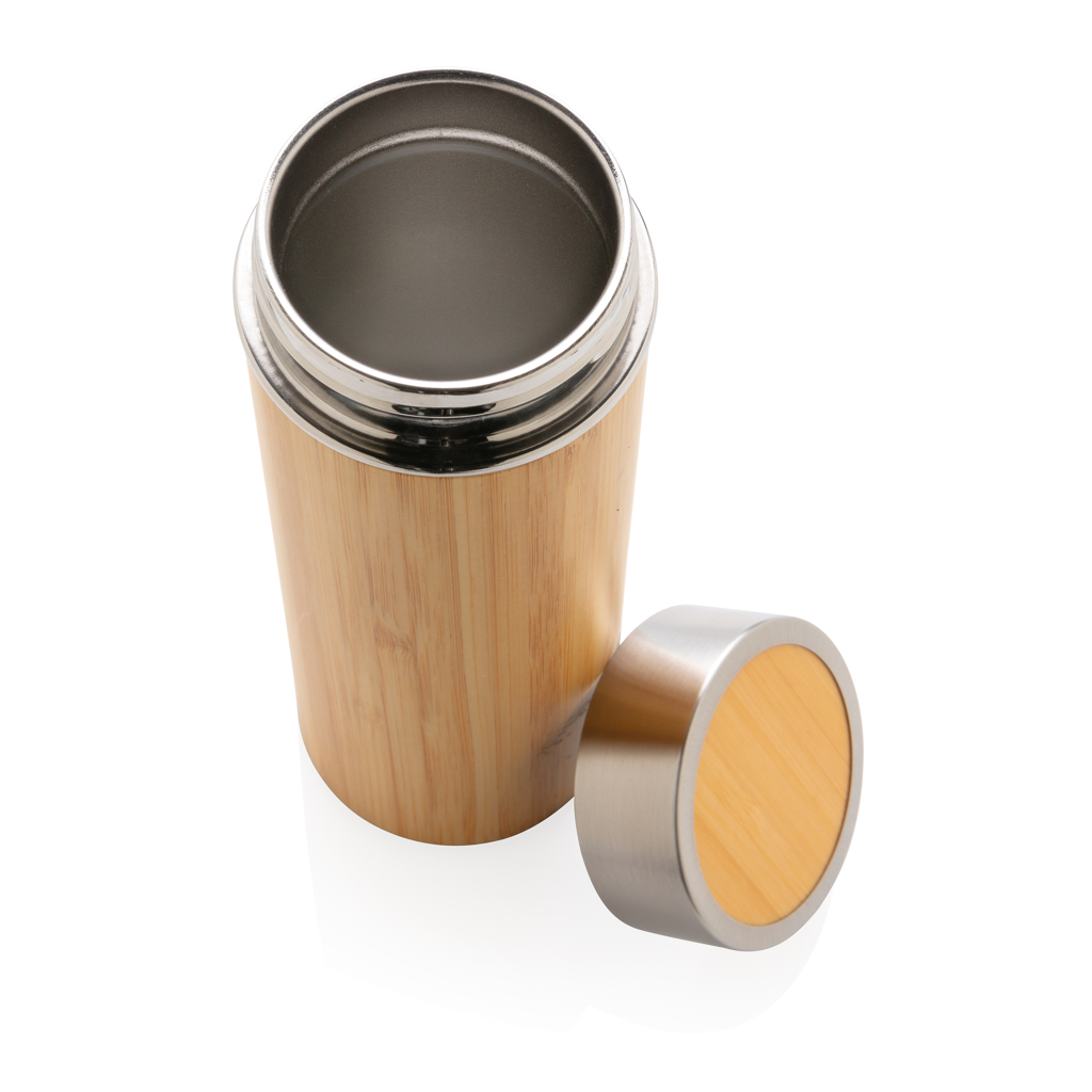 XD Collection Bambus-Vakuumflasche 300 ml — doppelwandig, auslaufsicher, mit Logo bedruckbar