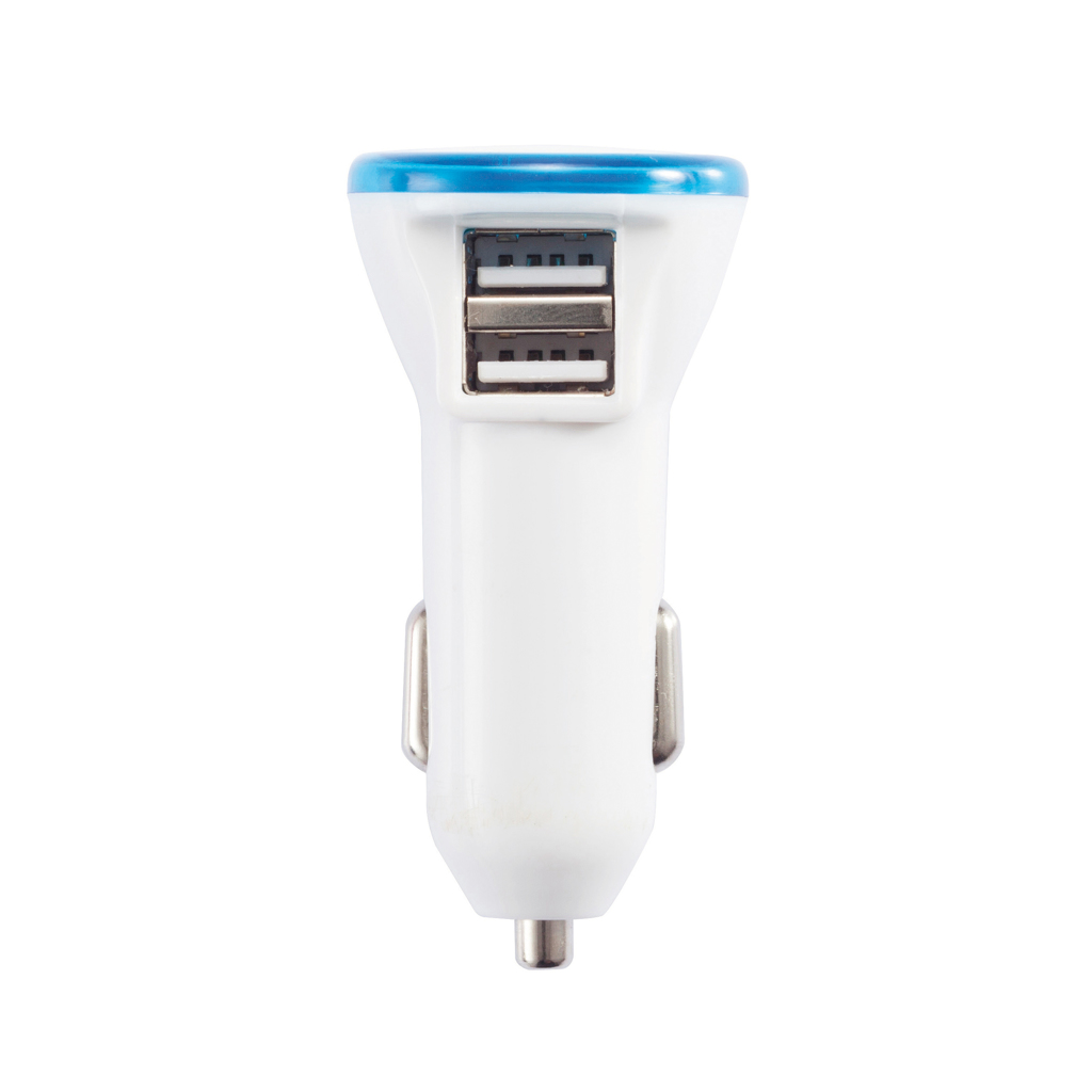 Kfz Dual-USB Ladeadapter 2.1A mit LED – blau Kfz Dual-USB Ladeadapter 2.1A mit LED – blau