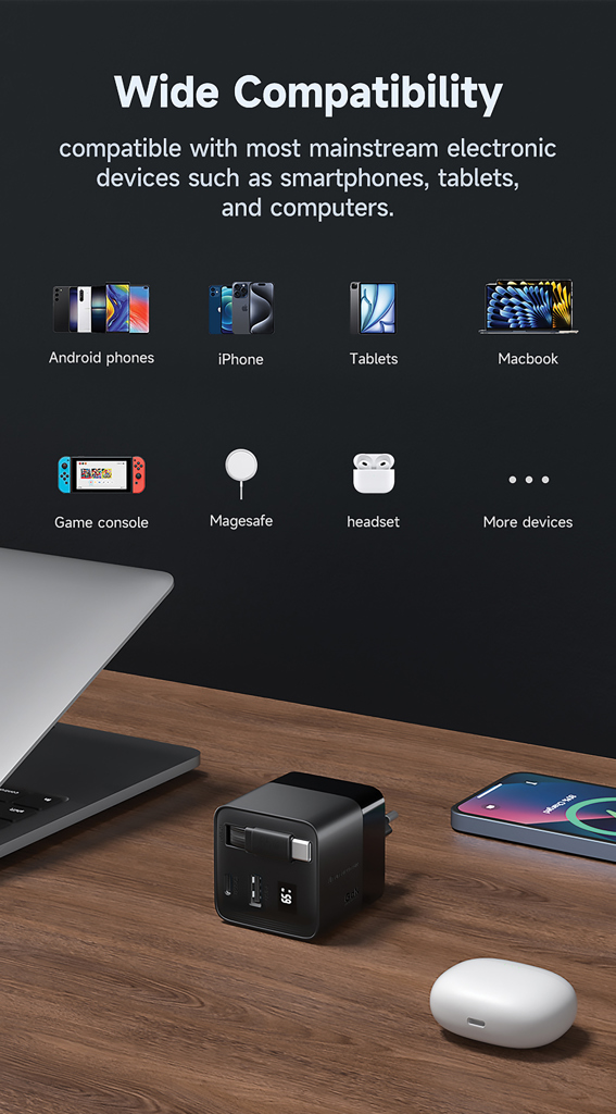 RCS‑zert. recyceltes 65W GaN USB‑C Ladegerät – schwarz