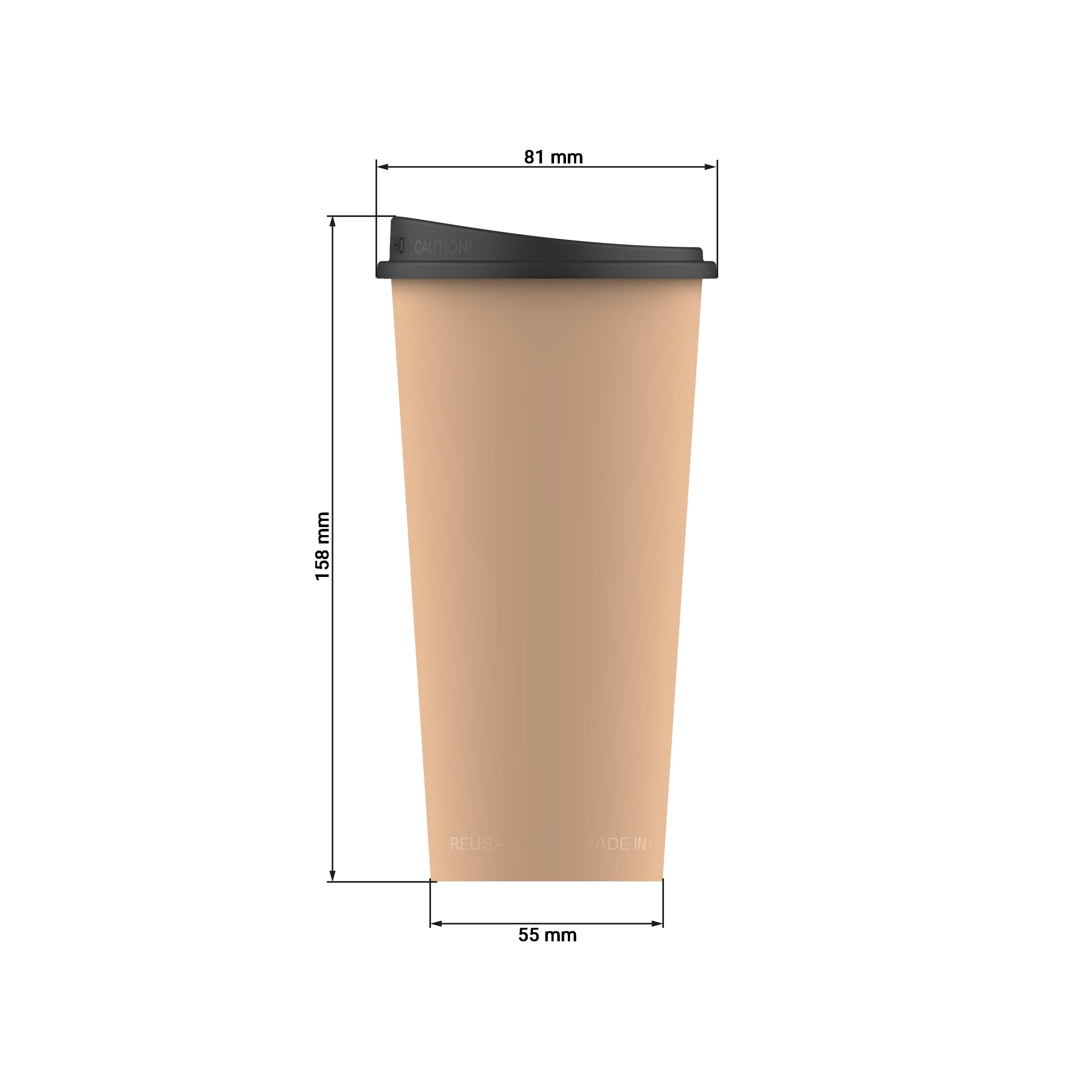 Kaffeebecher "ToGo", 0,4 l – Bemassung_braun Kaffeebecher "ToGo", 0,4 l