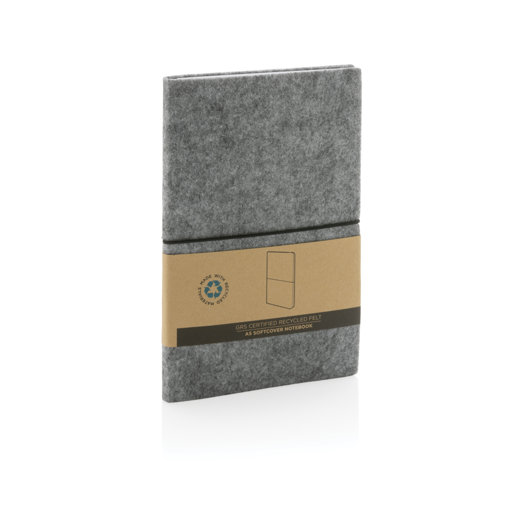 XD Collection A5-Softcover-Notizbuch aus GRS-zertifiziertem Recycling-Filz, bedruckbar XD Collection A5-Softcover-Notizbuch aus GRS-zertifiziertem Recycling-Filz, bedruckbar