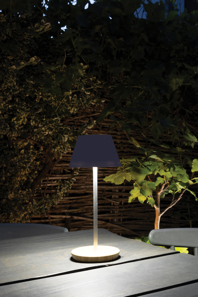 Pure Glow USB-Tischleuchte aus 40% recyceltem ABS und FSC-Bambus, dimmbar
