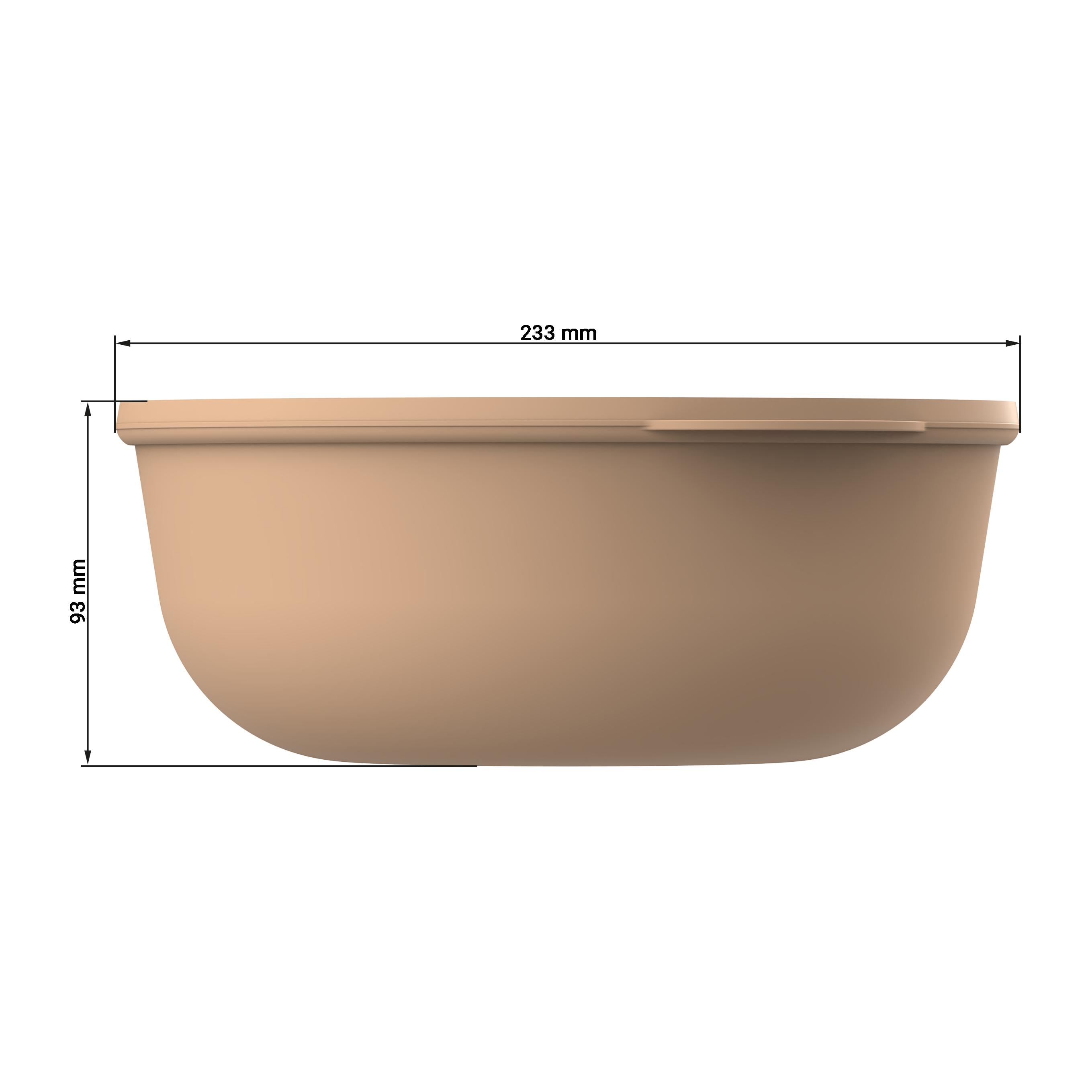 Food-Bowl "ToGo", Deluxe, 2,2 l – Bemassung_Braun Food-Bowl "ToGo", Deluxe, 2,2 l