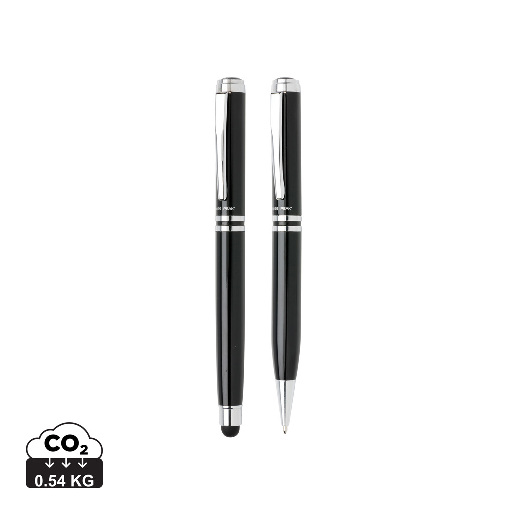 Schreibset Kupfer: Kugelschreiber & Stylus – schwarz