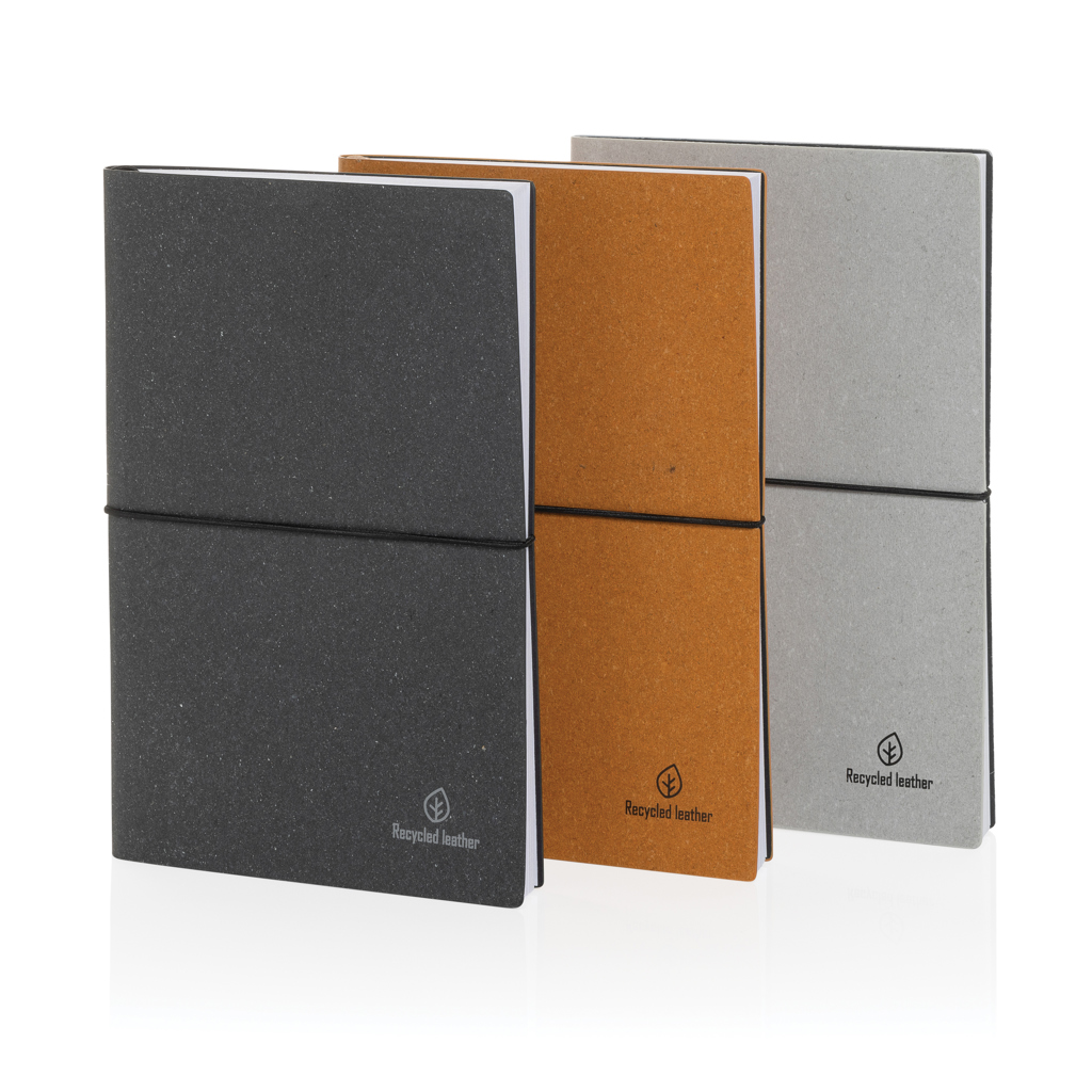 XD Collection A5 Notizbuch aus GRS-recyceltem Bondleder mit Tampondruck