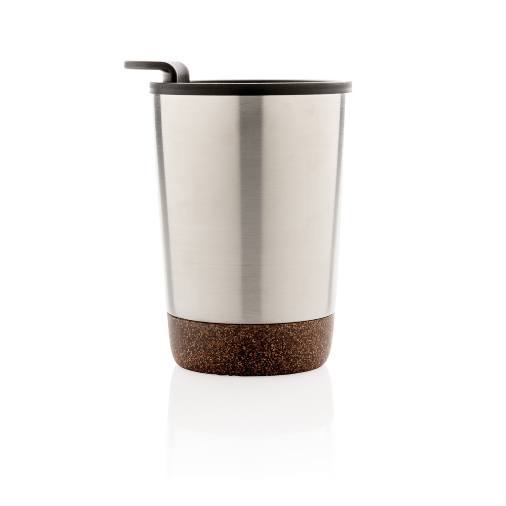 XD Collection RCS Edelstahl-Kaffeebecher mit Kork, 300 ml, mit Logo bedruckbar XD Collection RCS Edelstahl-Kaffeebecher mit Kork, 300 ml, mit Logo bedruckbar