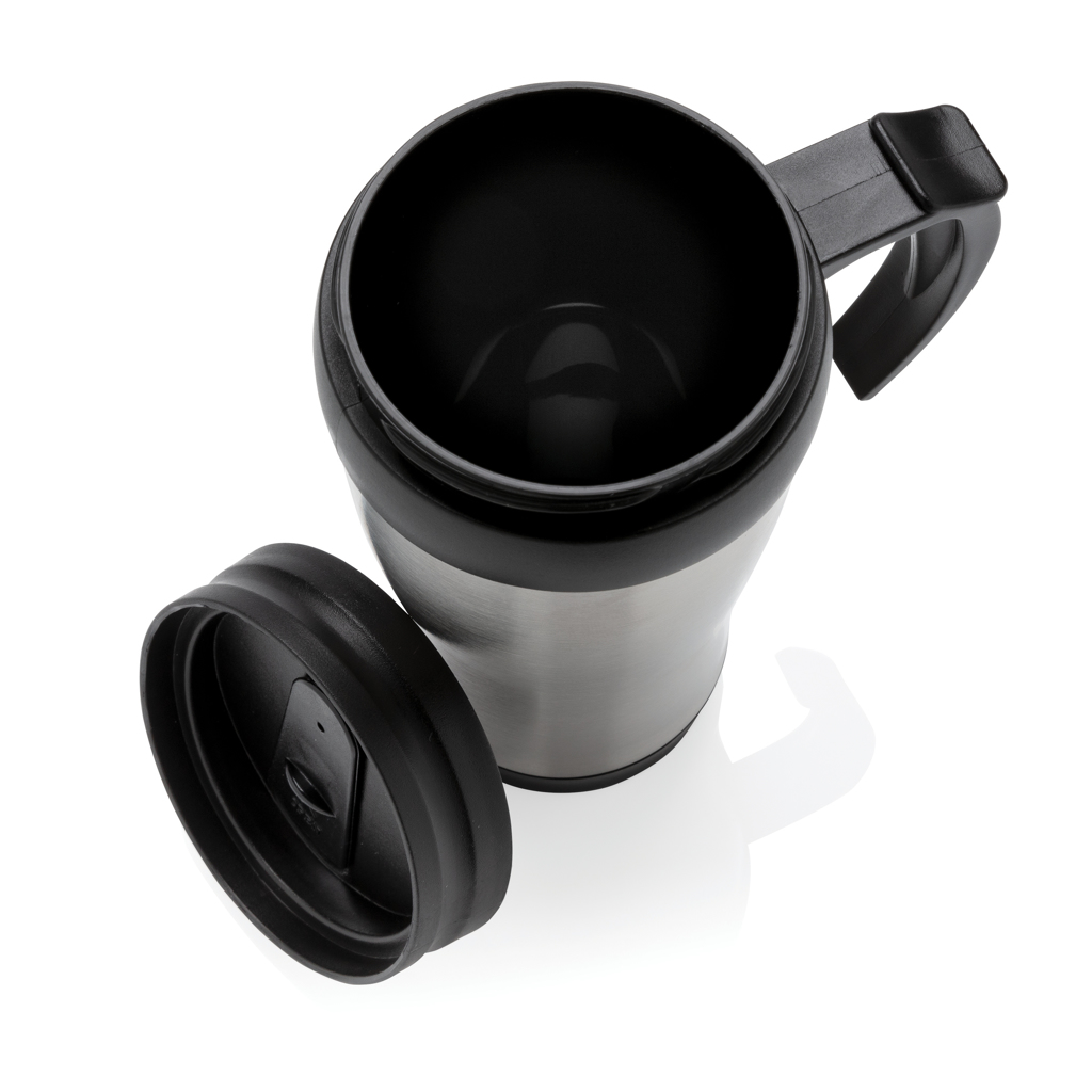 Edelstahlbecher 350 ml mit Schiebe-Deckel – silber Edelstahlbecher 350 ml mit Schiebe-Deckel – silber