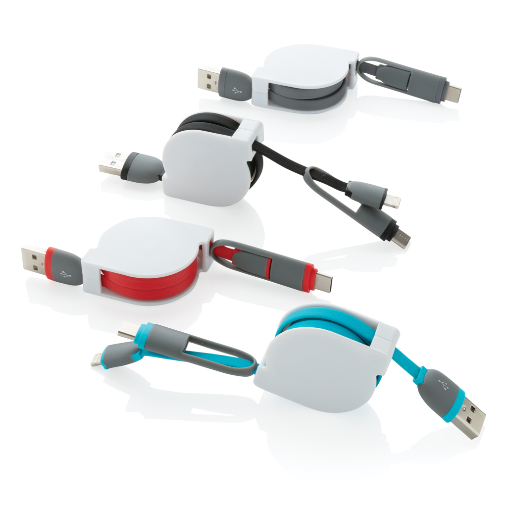 XD Collection 3-in-1 Ladekabel ausziehbar (USB-C, Lightning, Micro-USB) bedruckbar XD Collection 3-in-1 Ladekabel ausziehbar (USB-C, Lightning, Micro-USB) bedruckbar