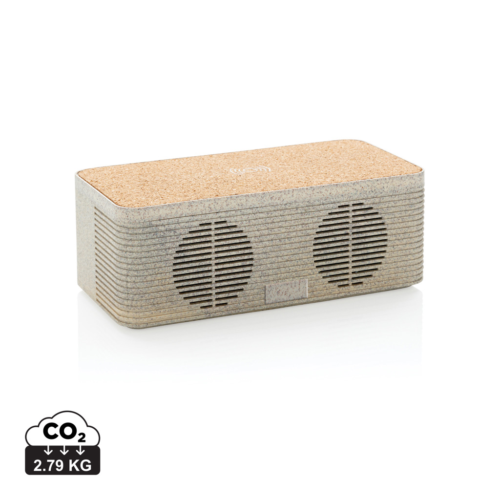 XD Collection Weizenstroh-Lautsprecher mit Qi-Wireless-Charger