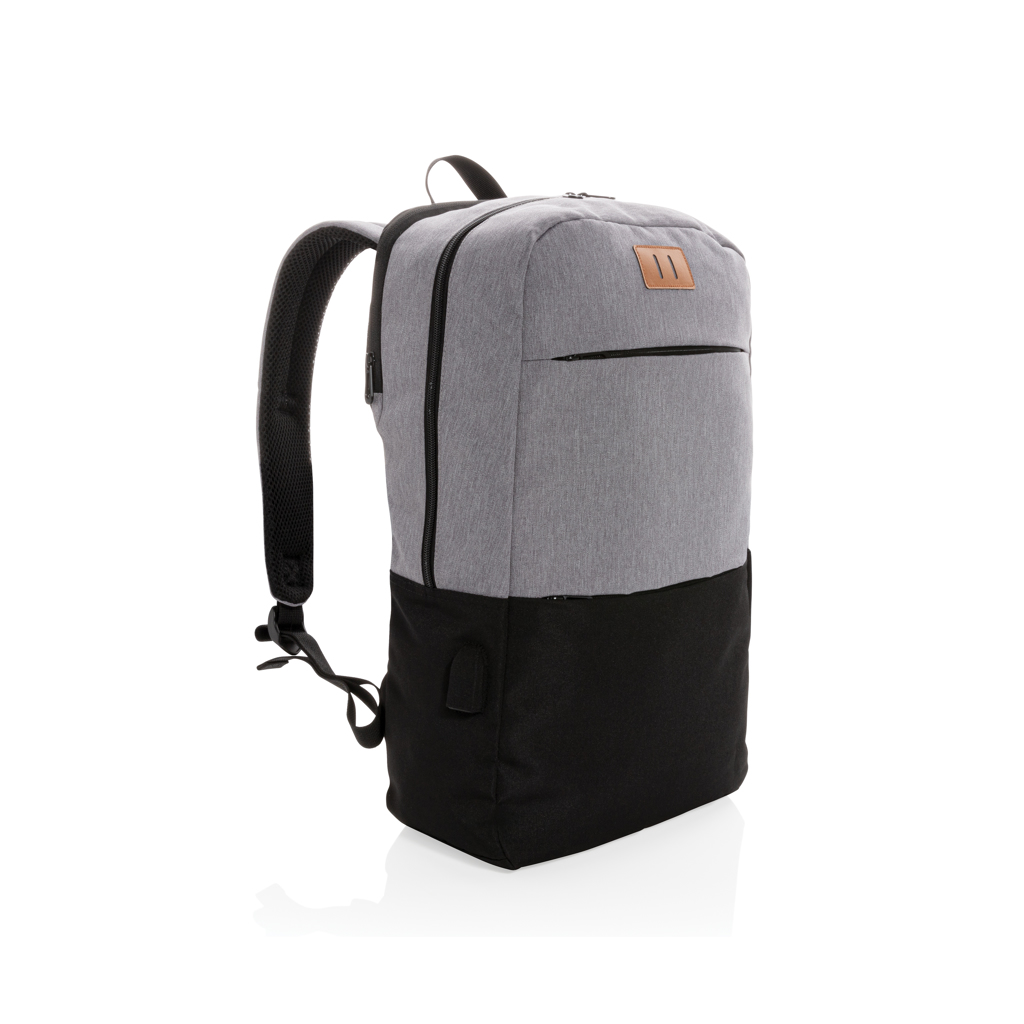 XD Collection Laptop-Rucksack 15,6 Zoll mit USB-Port und RFID-Schutz, PVC-frei