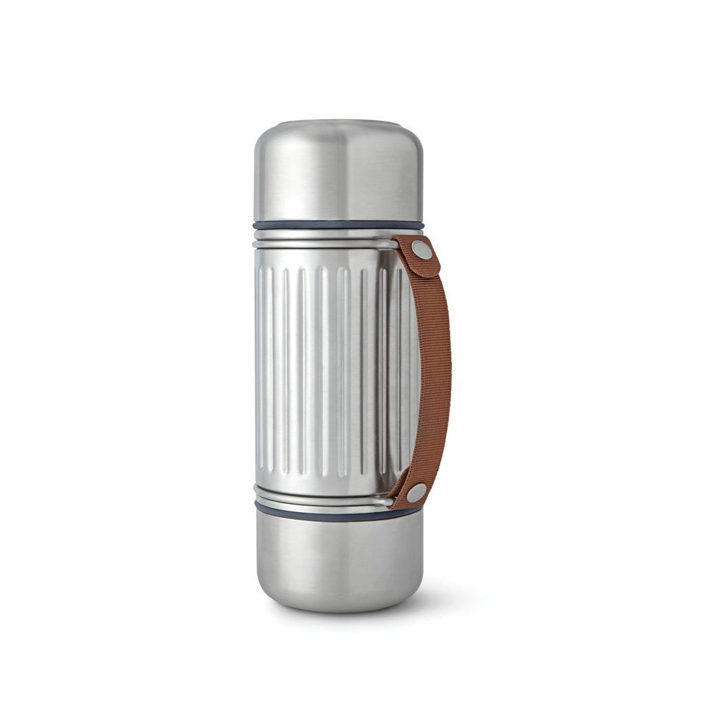 Black+Blum Explorer Flasche Duo 1L Edelstahl Vakuum mit 2 Bechern – mit Logo veredelbar
