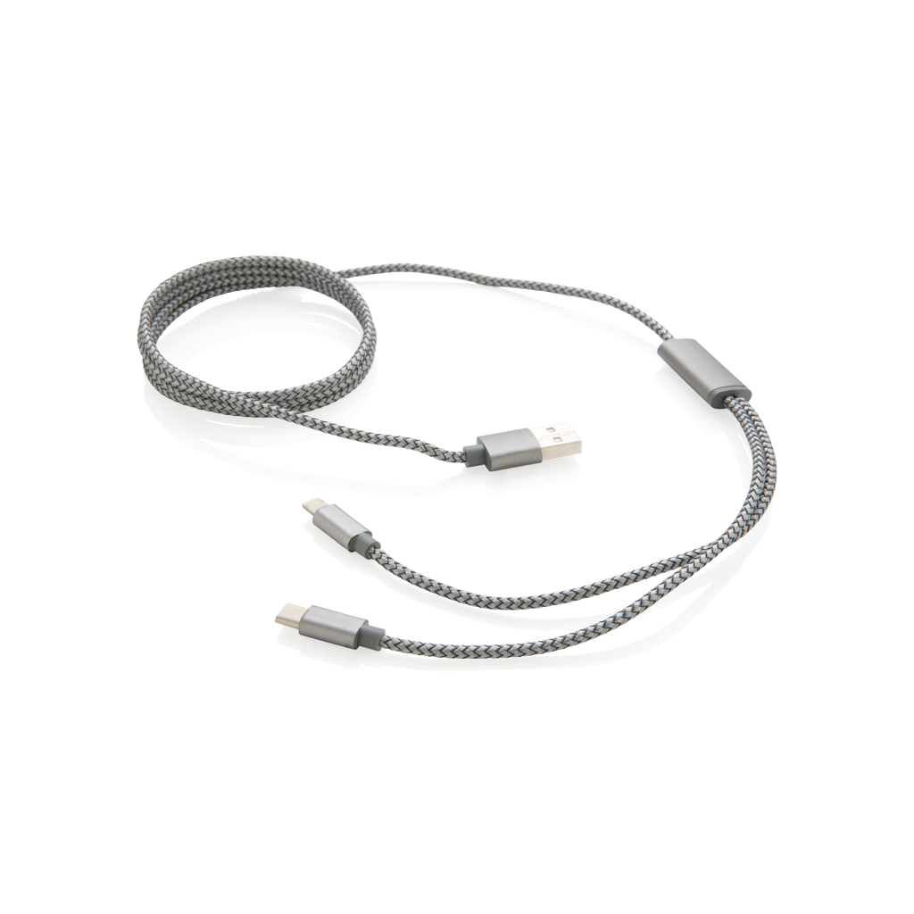 XD Collection 3-in-1 Ladekabel umwoben mit USB-C, Lightning und Micro-USB XD Collection 3-in-1 Ladekabel umwoben mit USB-C, Lightning und Micro-USB