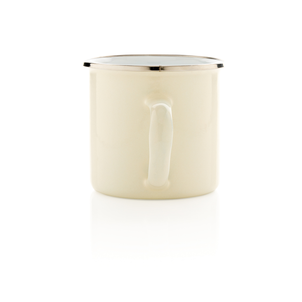 Leichter Emaille Becher 350 ml aus Kohlenstoffstahl – Weiß