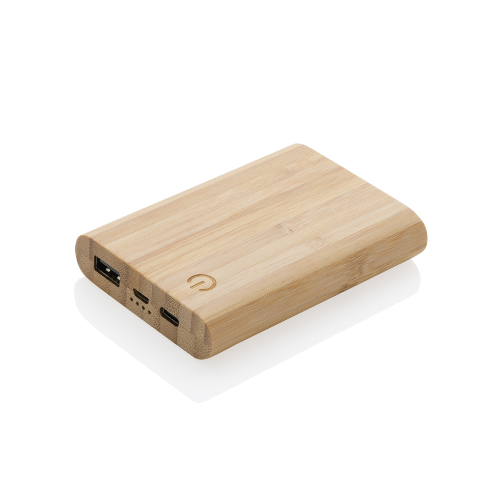 BambooPower 5000mAh Powerbank für Events und Messen mit Logo-Option BambooPower 5000mAh Powerbank für Events und Messen mit Logo-Option