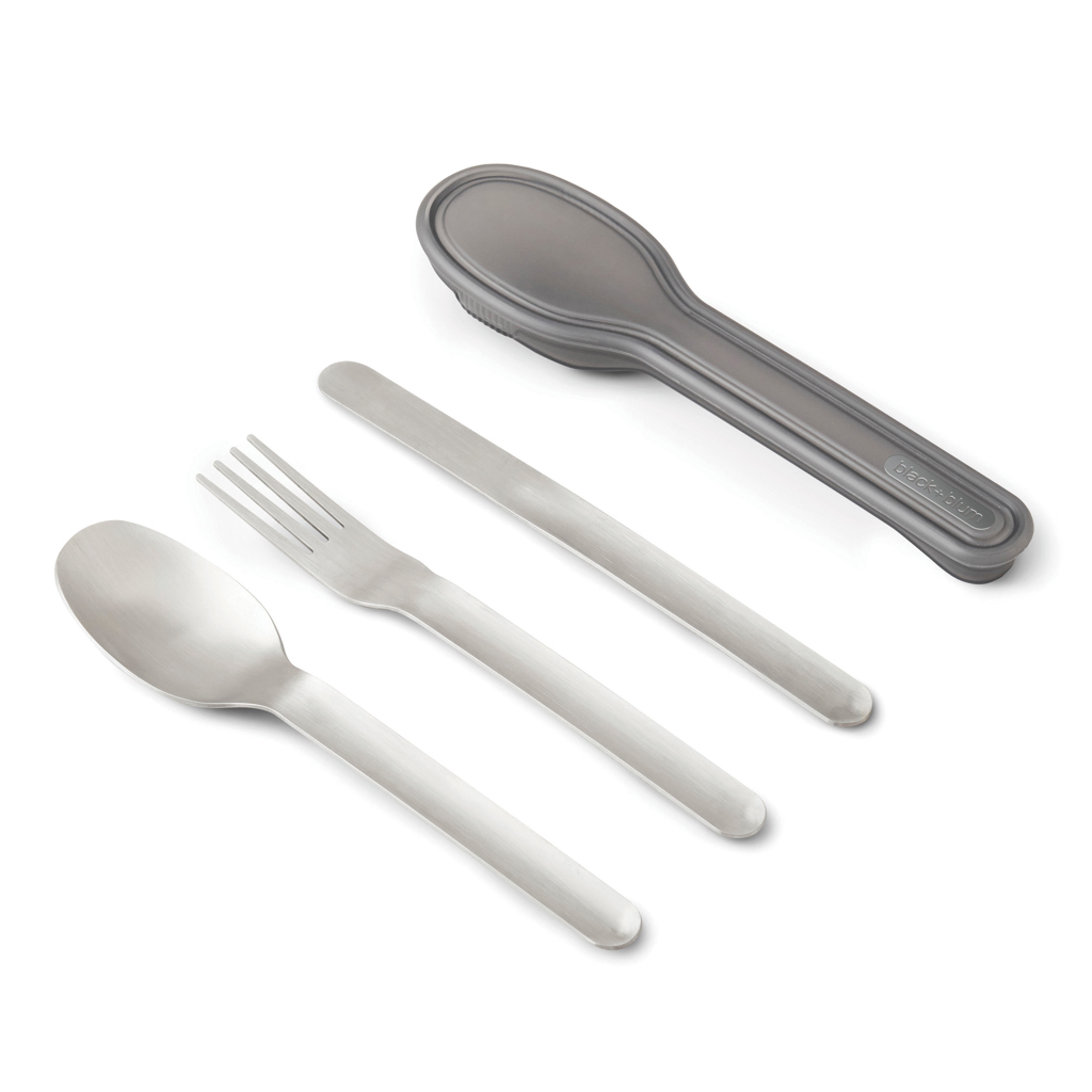 Black+Blum Besteck-Set 3-teilig Edelstahl im PP-Etui, BPA-frei, bedruckbar