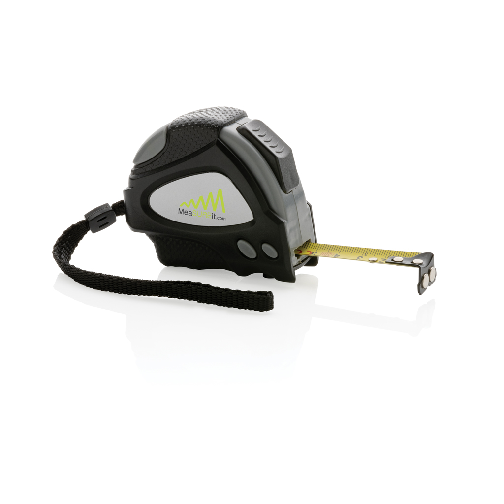 XD Collection Auto-Stop-Maßband 3 m aus recyceltem ABS, RCS-zertifiziert, mit Logo bedruckbar