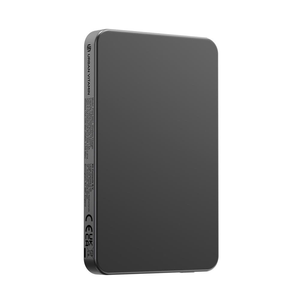 Urban Vitamin Marin Magnet-Powerbank 5.000 mAh, 15 W kabellos – mit Logo gravierbar