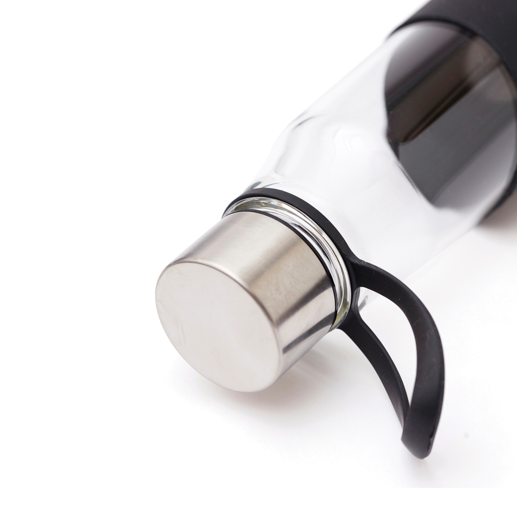 VINGA Lean Glasflasche mit Silikonhülle, Borosilikat, bedruckbar