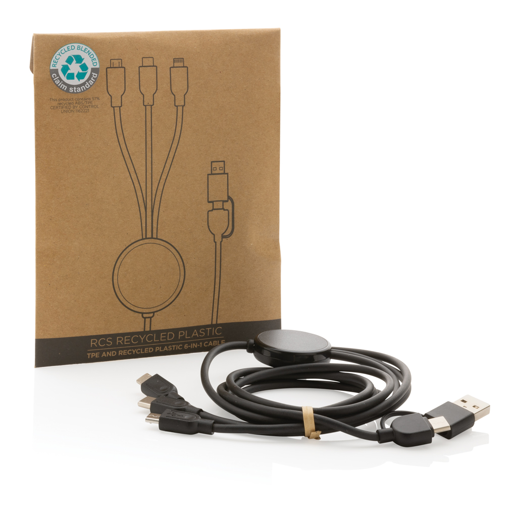 RCS MultiCharge Kabel 6-in-1 aus recyceltem TPE – Ideal für Messen und Events