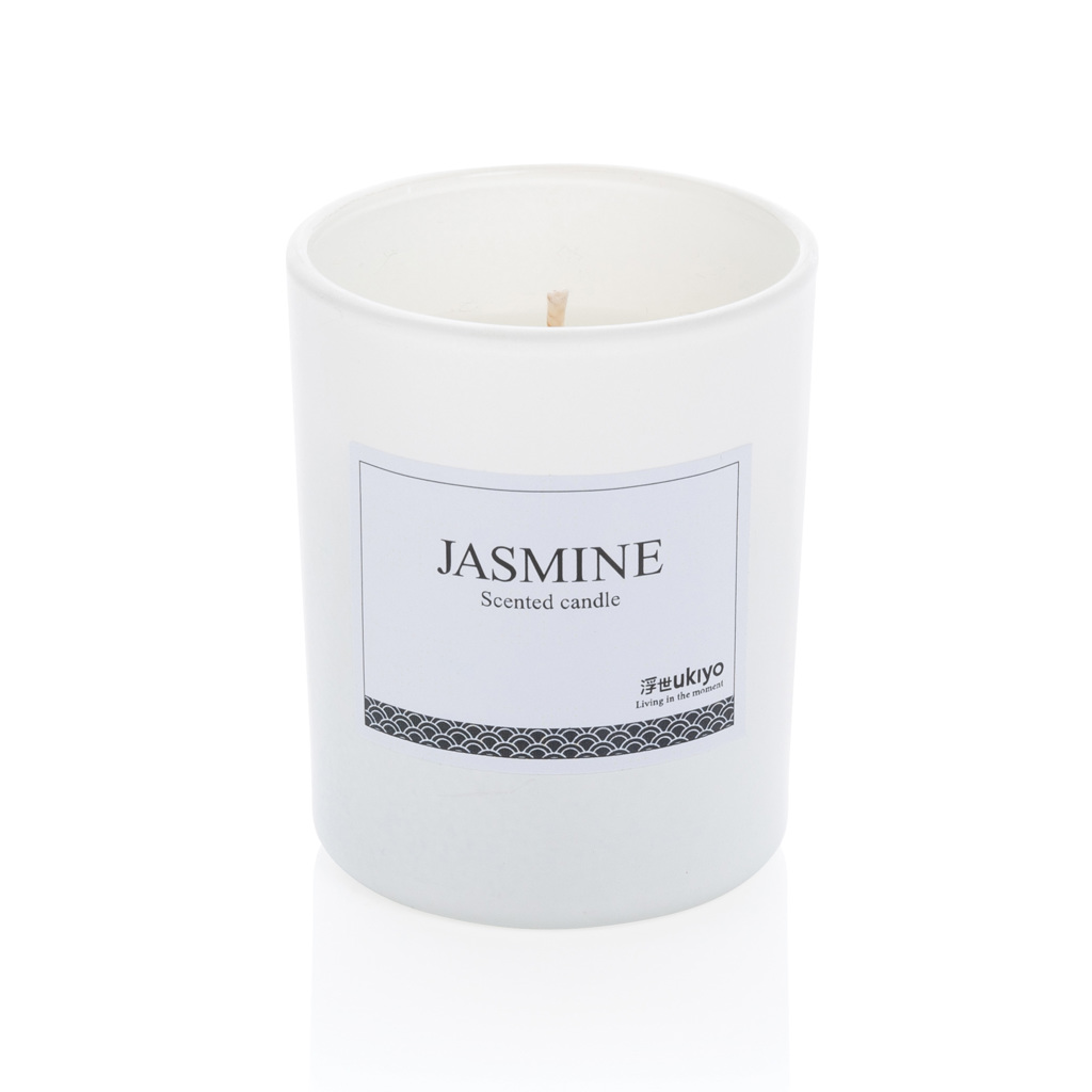 Ukiyo Duftkerze Jasmin im Glas mit Logo bedrucken