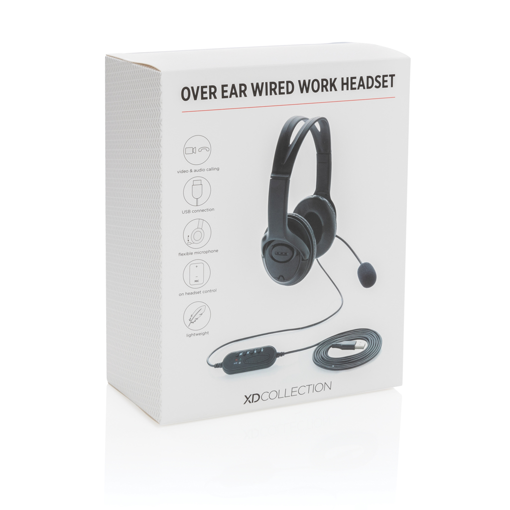 USB Over-Ear Headset mit Kabel und Mikrofon - XD Collection - bedruckbar mit Logo