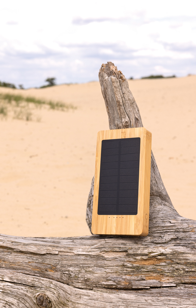 Sunwick Solar-Powerbank 10.000 mAh aus FSC-Bambus, bedruckbar
