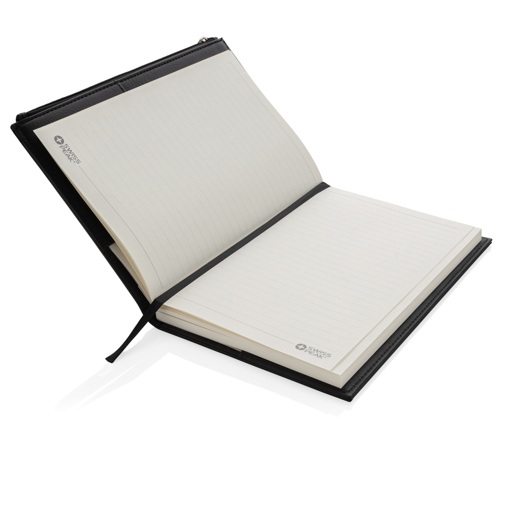 Swiss Peak A5 Notizbuch mit Zipper-Tasche, bedruckbar mit Logo