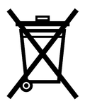 Symbol: durchgestrichene Mülltonne