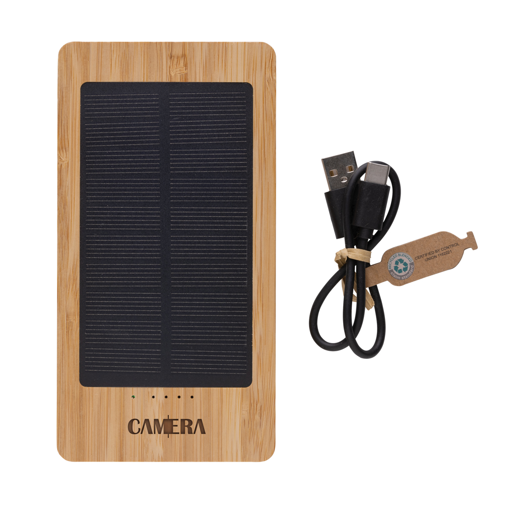 Sunwick Solar-Powerbank 10.000 mAh aus FSC-Bambus, bedruckbar