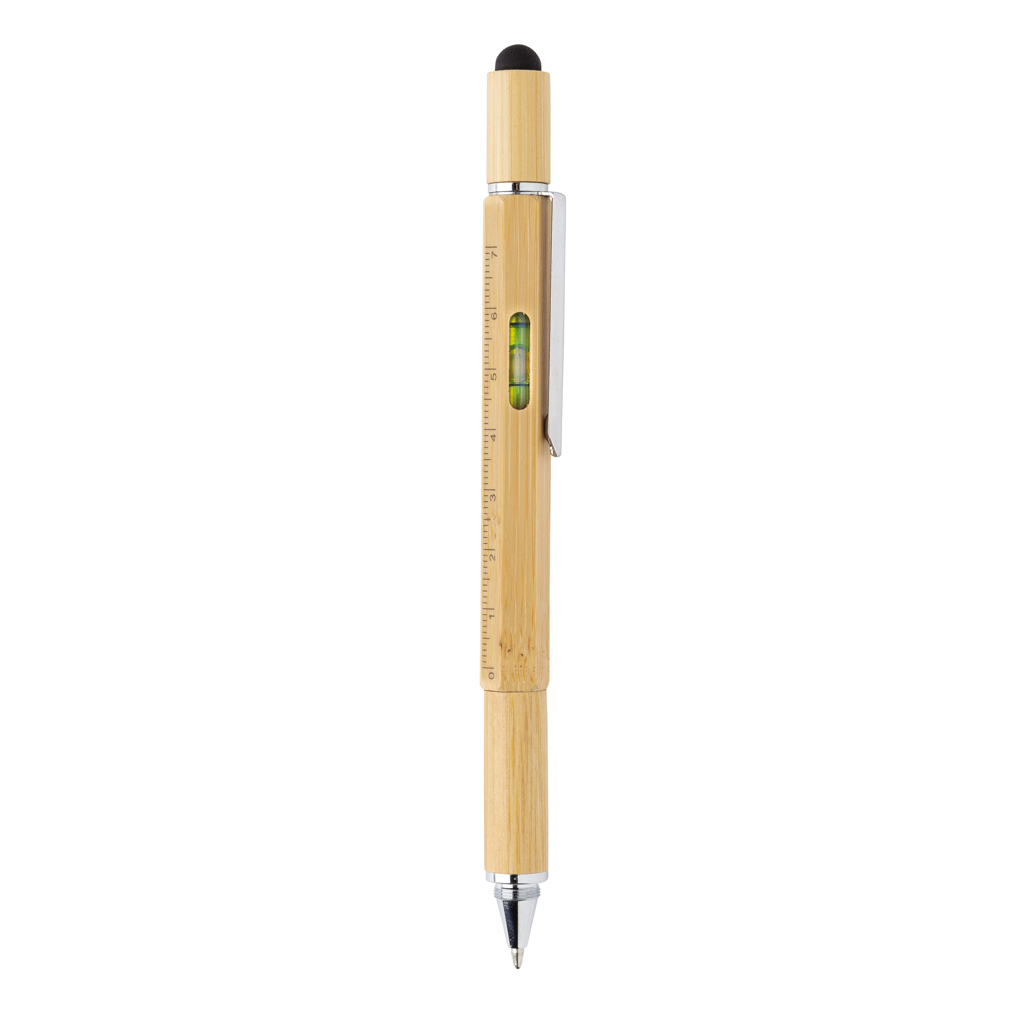 XD Collection 5-in-1 Bambus Tool-Stift mit Lineal, Wasserwaage und Stylus