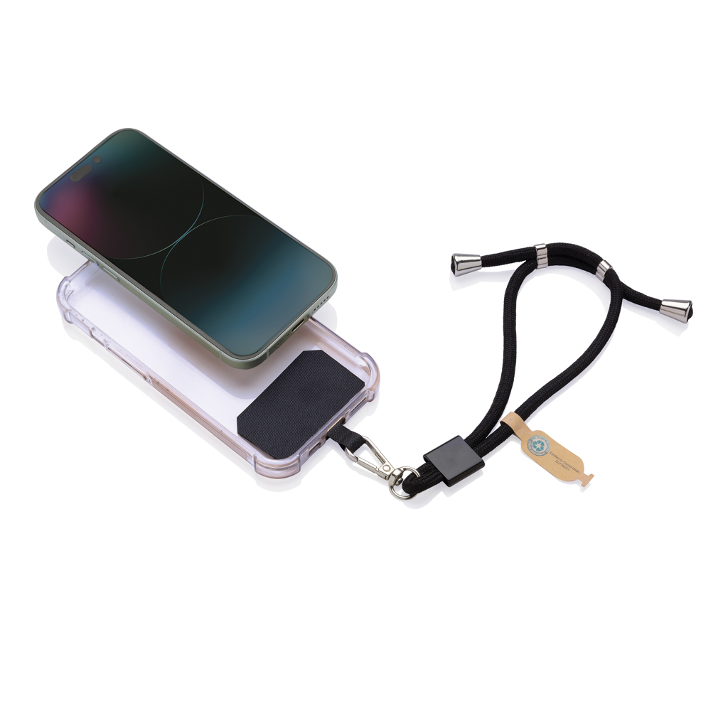 RCS-zertifiziertes rPET Smartphone-Handgelenksband schwarz