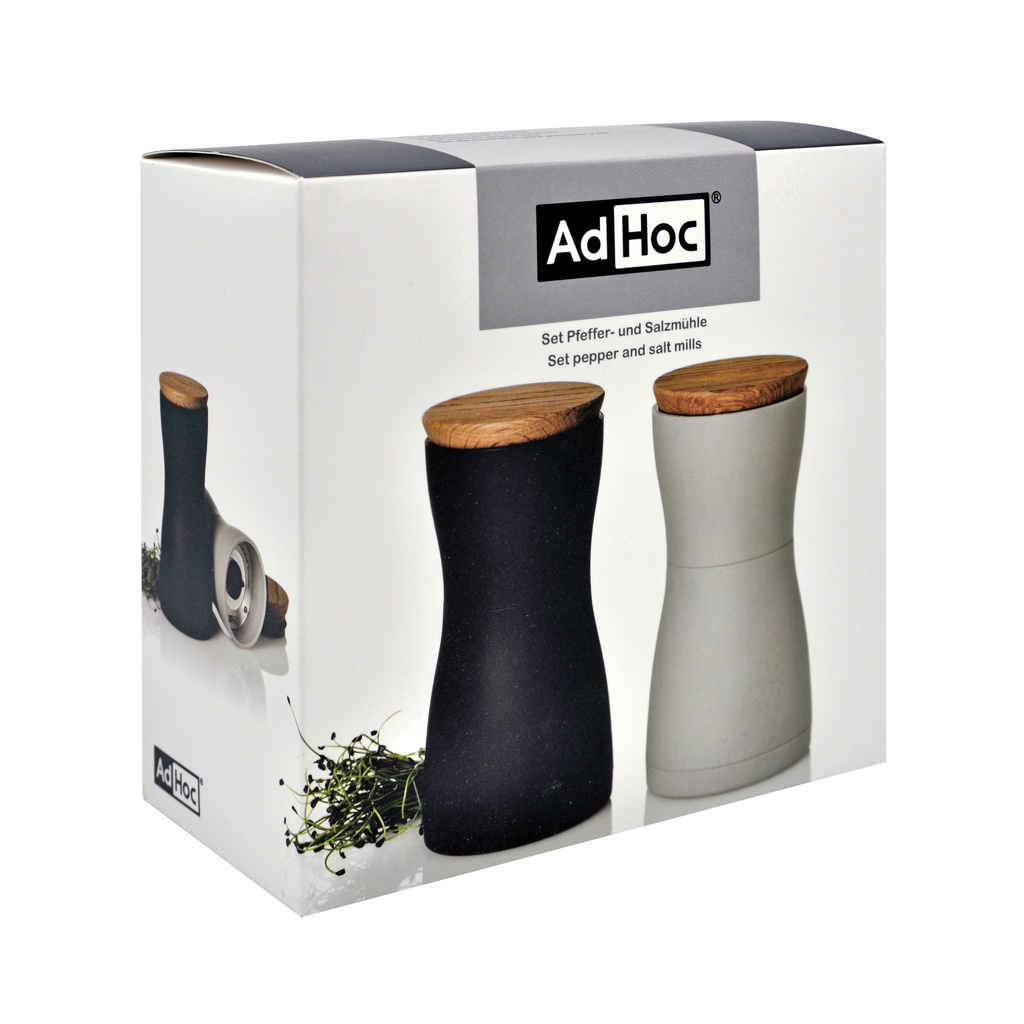 AdHoc Twin Salz- und Pfeffermühlen-Set mit Keramikmahlwerk – mit Logo graviert oder bedruckt AdHoc Twin Salz- und Pfeffermühlen-Set mit Keramikmahlwerk – mit Logo graviert oder bedruckt