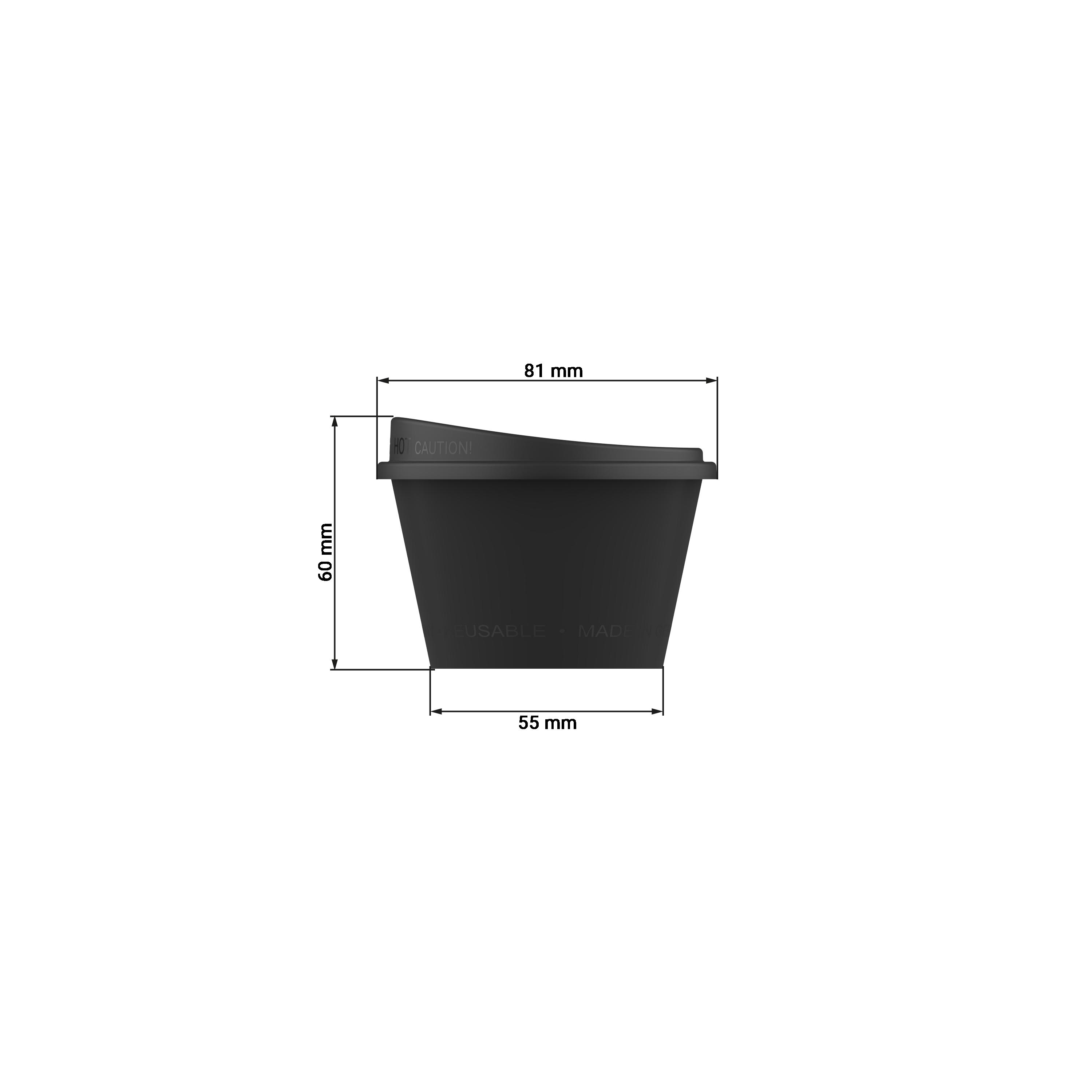 Kaffeebecher "ToGo", 0,1 l – Bemassung_schwarz Kaffeebecher "ToGo", 0,1 l