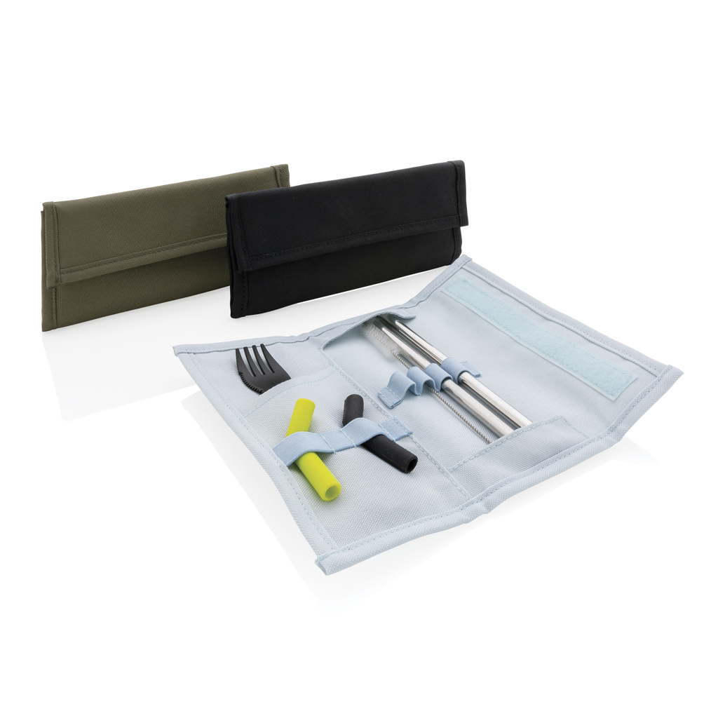 Tierra 2-teiliges Trinkhalm- und Besteckset Edelstahl mit Logo bedrucken Tierra 2-teiliges Trinkhalm- und Besteckset Edelstahl mit Logo bedrucken