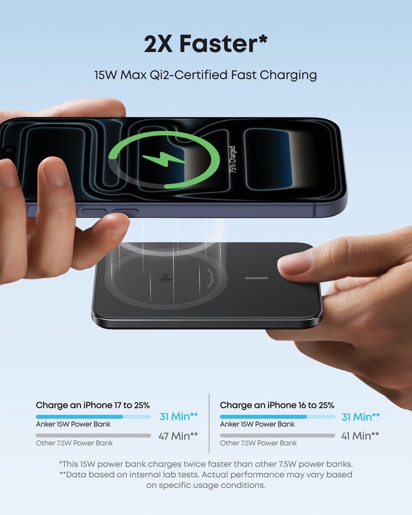Anker Nano Wireless Powerbank 5.000 mAh, magnetisch Qi2 15 W, bedruckbar mit Logo Anker Nano Wireless Powerbank 5.000 mAh, magnetisch Qi2 15 W, bedruckbar mit Logo