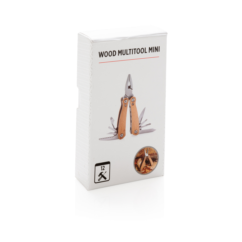 XD Collection Holz Mini-Multitool – 12-in-1 mit Buchengriff, veredelbar mit Lasergravur oder Tampondruck