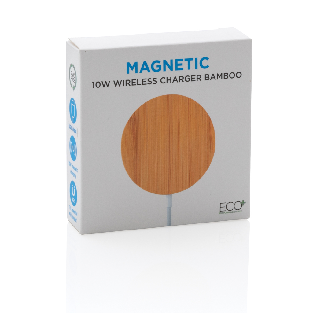 Bambus 10W Qi Wireless Magnet-Ladepad, PVC-frei – braun Bambus 10W Qi Wireless Magnet-Ladepad, PVC-frei – braun
