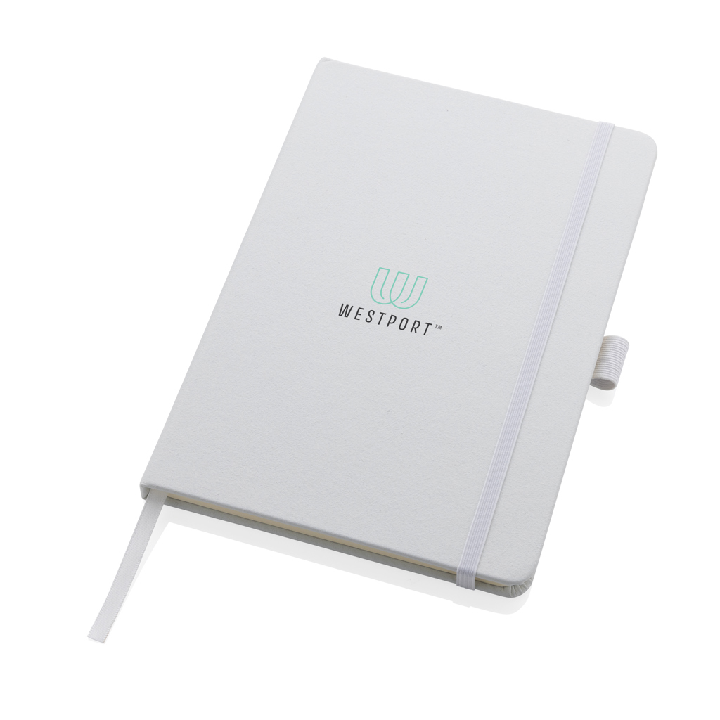 Sam A5 Notizbuch aus recyceltem Lederfaserstoff – Elegantes Eventgeschenk mit Logo Sam A5 Notizbuch aus recyceltem Lederfaserstoff – Elegantes Eventgeschenk mit Logo
