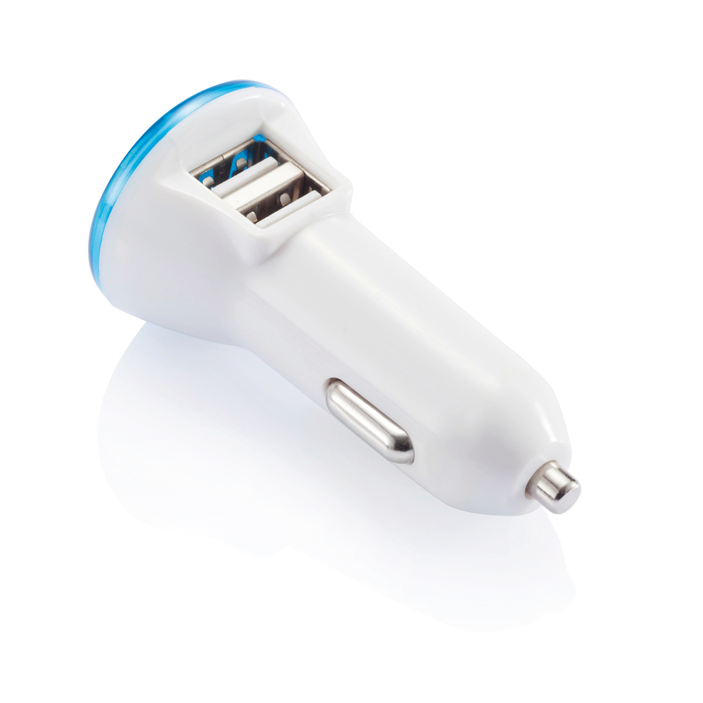 Kfz Dual-USB Ladeadapter 2.1A mit LED – blau Kfz Dual-USB Ladeadapter 2.1A mit LED – blau