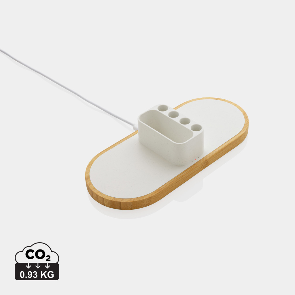 XD Xclusive Ontario 10W Dual Wireless Charger aus FSC-Bambus und RCS-rABS