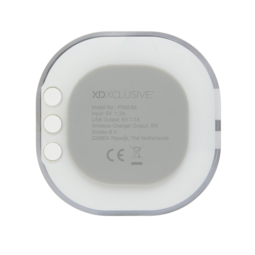 Qi 5W Wireless Ladeuhr mit Aluminium – weiß