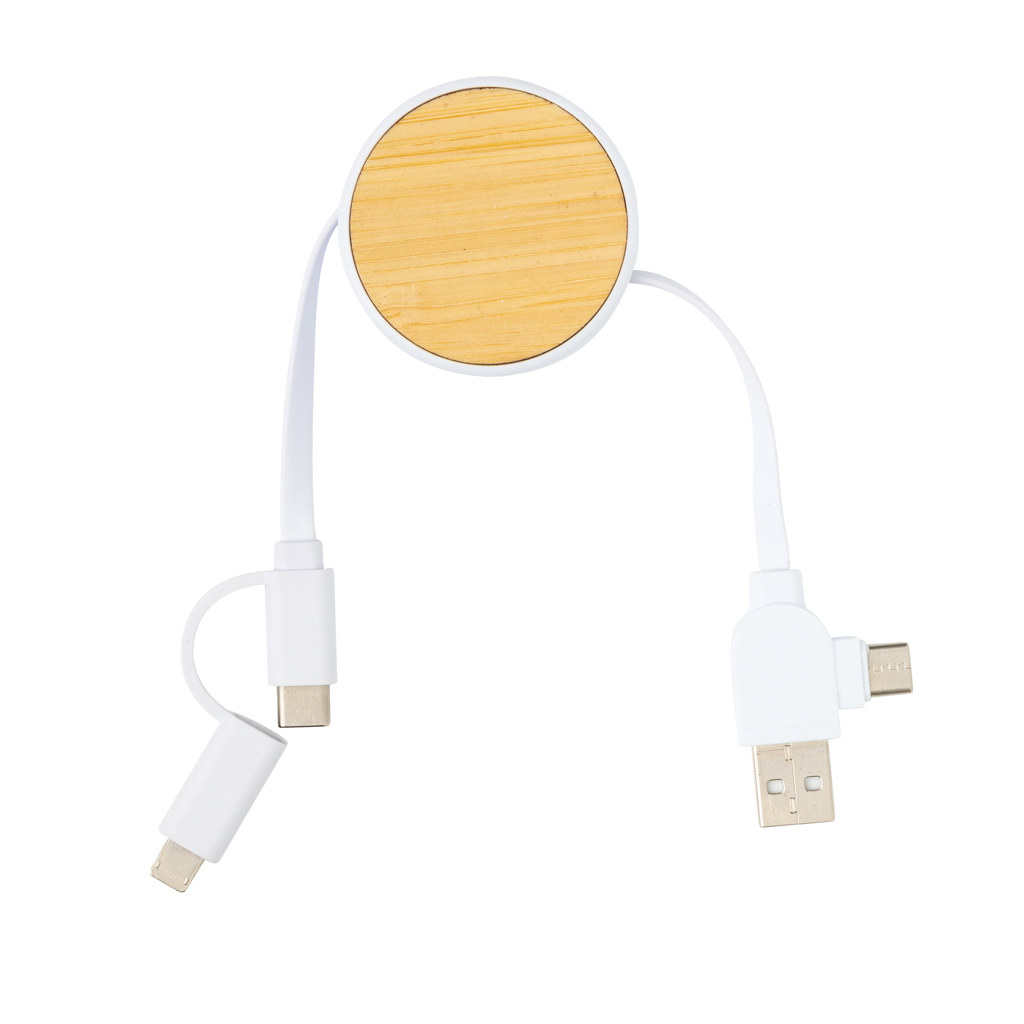 Ontario Multikabel 6-in-1 FSC-Bambus – Praktisches Werbegeschenk für Events