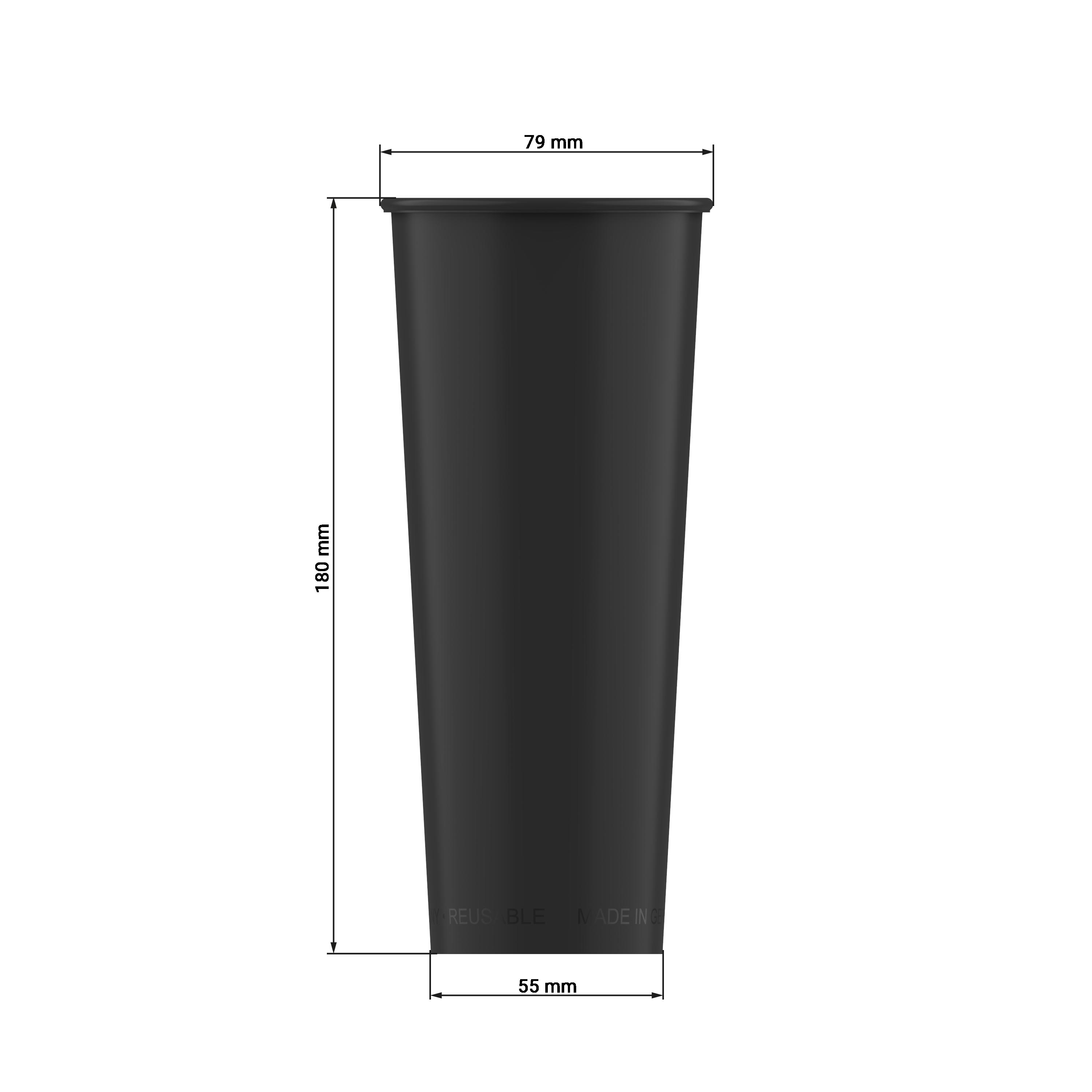 Becher "ToGo", 0,5 l – Bemassung_Schwarz Becher "ToGo", 0,5 l