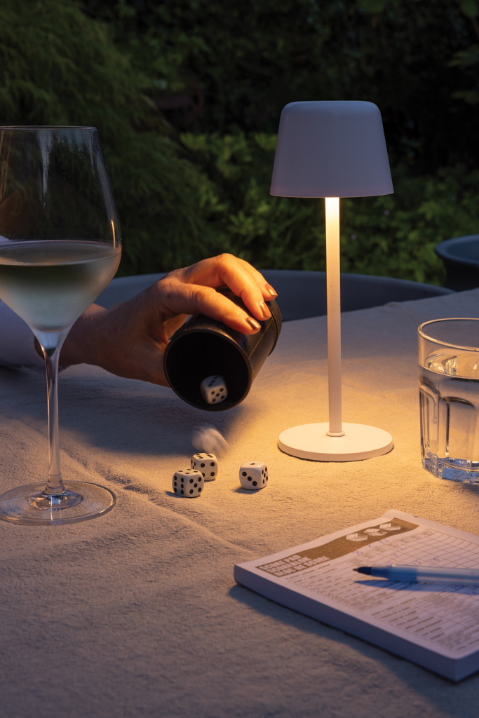 XD Collection Zenic USB-Tischleuchte aus RCS-recyceltem ABS mit Touch-Dimmer