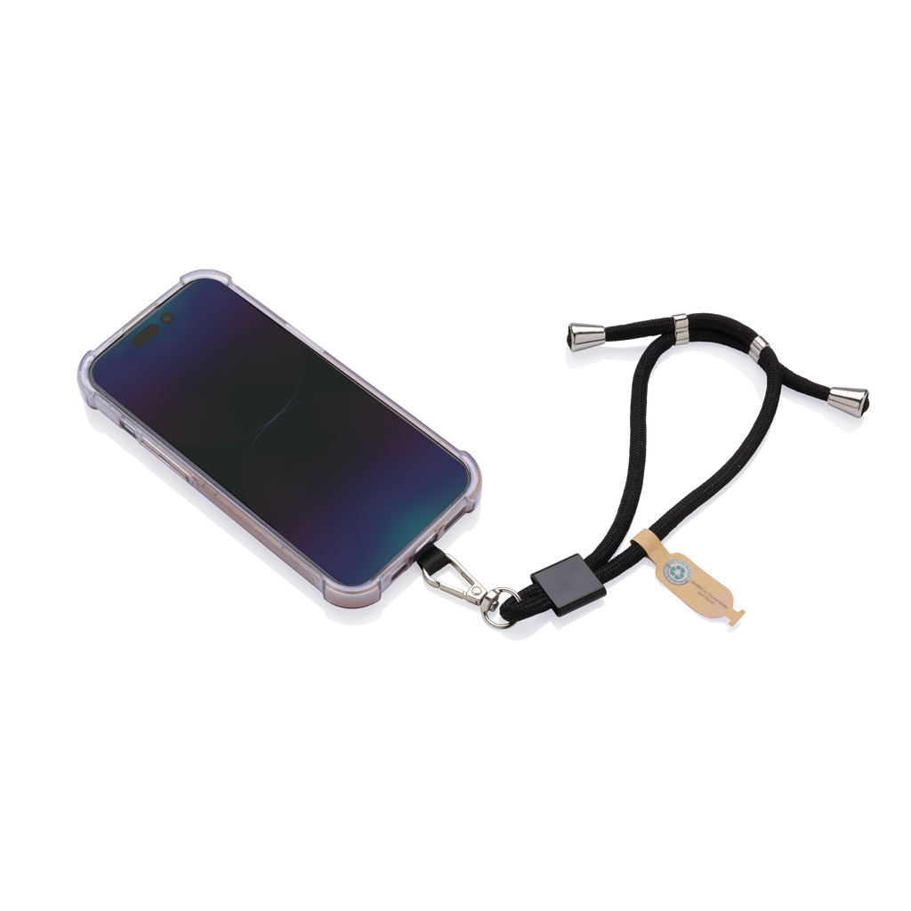 RCS-zertifiziertes rPET Smartphone-Handgelenksband schwarz RCS-zertifiziertes rPET Smartphone-Handgelenksband schwarz