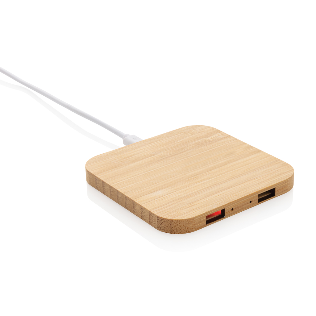 BambooCharge 10W Wireless USB-Ladegerät – Innovatives Werbegeschenk mit Logo