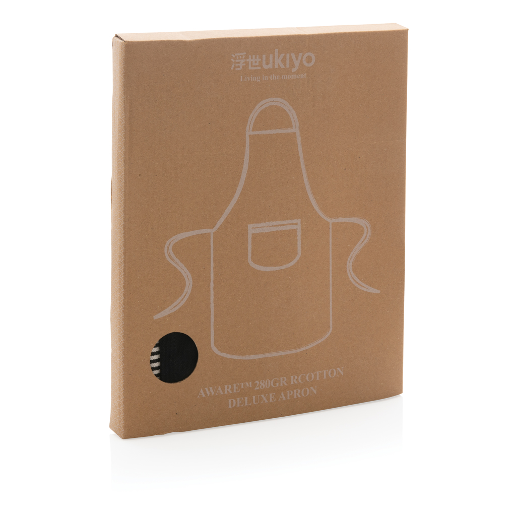Ukiyo Aware 280gr rCotton Deluxe Schürze, recycelte Baumwolle, schwarz, bedruckbar